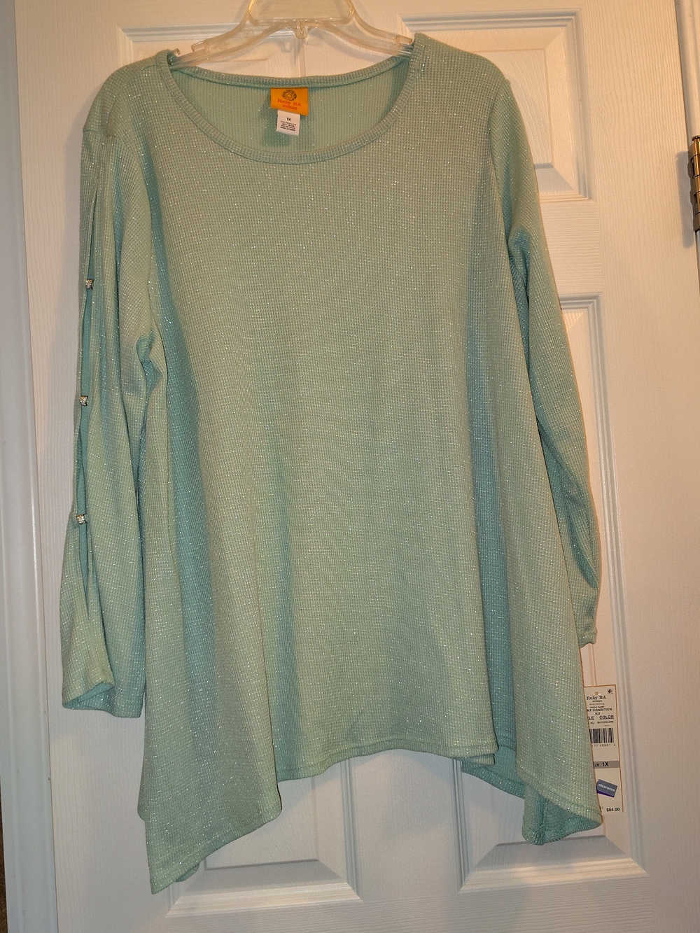 Ruby Rd. Shimmery Mint Green Long-Sleeve Tunic